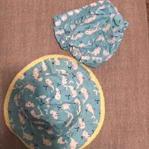 Pottery barn diaper cover and sun hat